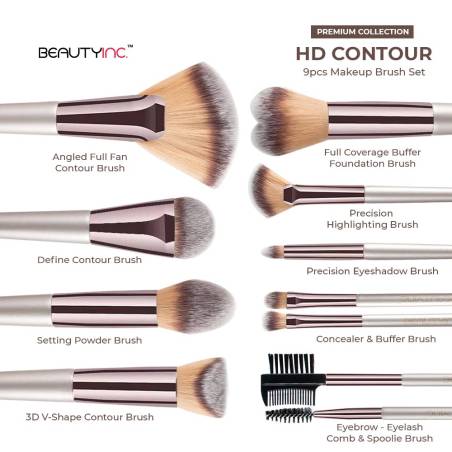 Beauty Inc. Premium Collection HD Contour 9pcs Makeup Brush Set