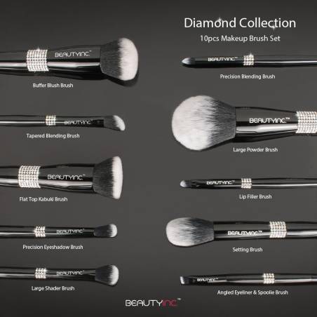 Beauty Inc. Diamond Collection 10pcs Makeup Brush Set Black