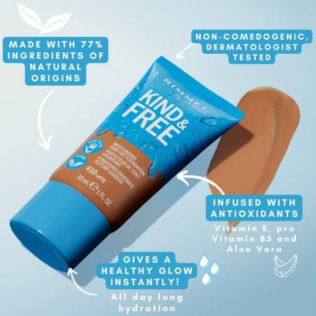 Rimmel London Kind &amp; Free Moisturising Skin Tint Foundation 10 Rose Ivory 30ml