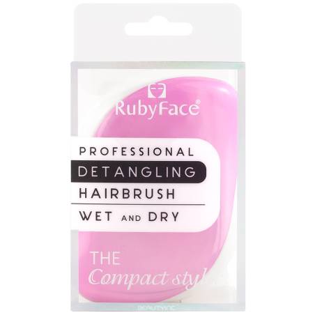 Ruby Face The Compact Styler Professional Detangling Hairbrush Sparkling Pink