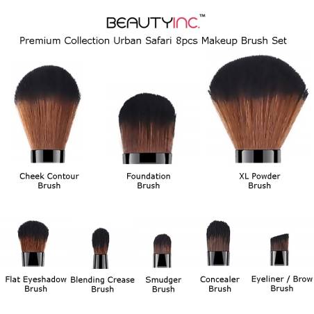 Beauty Inc. Premium Collection Urban Safari 8pcs Makeup Brush Set